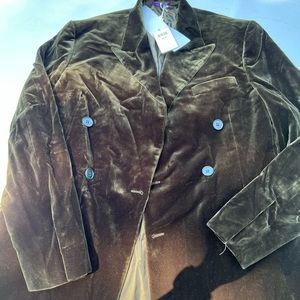 Purple Label Olive Velvet Blazer